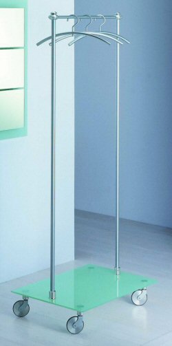Rollgarderobe mit satinierter Glasboden