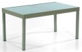 ausziehbarer Gartentisch mit zwei Glastischplatten