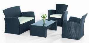 Garten-Lounge-Set mit 2 Gartensessel, Gartensofa und Gartentisch