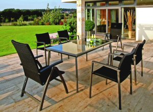 Gartenmöbel im Aluminiumgestell steingrau
