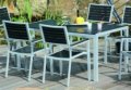 stapelbare Gartenst&uuml;hle und Gartentische aus Edelstahl / Teakholz