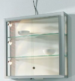 abschließbare Wandvitrine mit Schiebetüren