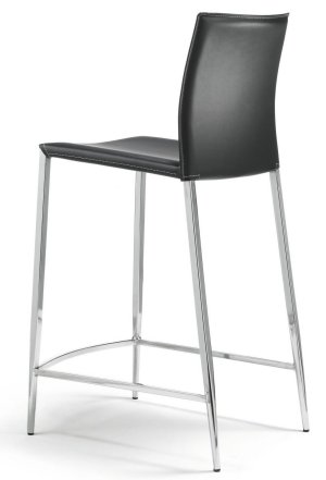 Tresenhocker mit Ech-Lederbezug schwarz