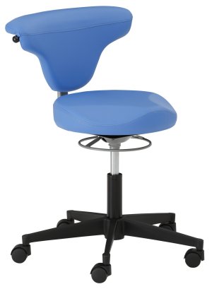 robuster Schreibtisch-Drehstuhl mit Sattelsitz und abwaschbaren Kunstleder-Sitzbezug