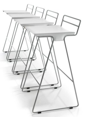 Design-Barhocker mit Echt-Lederbezug wei&szlig;