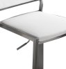 Barhocker mit gepolstertem wei&szlig;em Sitz