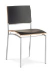 Design-Esstischstuhl schwarzer Echt-Leder-Stuhlbezug 