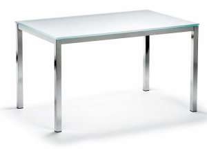 moderner Glastisch / Tischgestell Stahlrohr verchromt