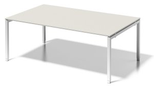 weißer Besprechungstisch mit höhenverstellbaren Tischbeinen 