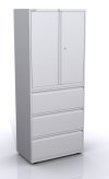 abschließbarer Büroschrank mit Stahltüren und Schubladen