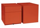 orange lackierter Schreibtisch-Stahlcontainer mit Laufrollen
