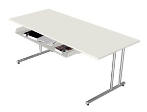 höhenverstellbarer Schreibtisch mit ausziehbarer Untertischschublade