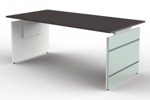 Wangengestell-Schreibtisch, höhenverstellbare Tischplatte mit Kabelwanne