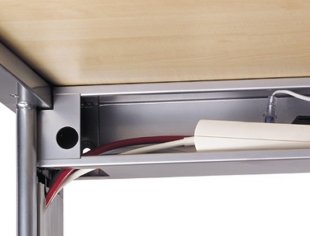 Auflage-Schreibtisch mit großer, aufklappbaren Kabelwanne