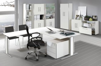 weiße-Bürozimmermöbel-Schreibtisch