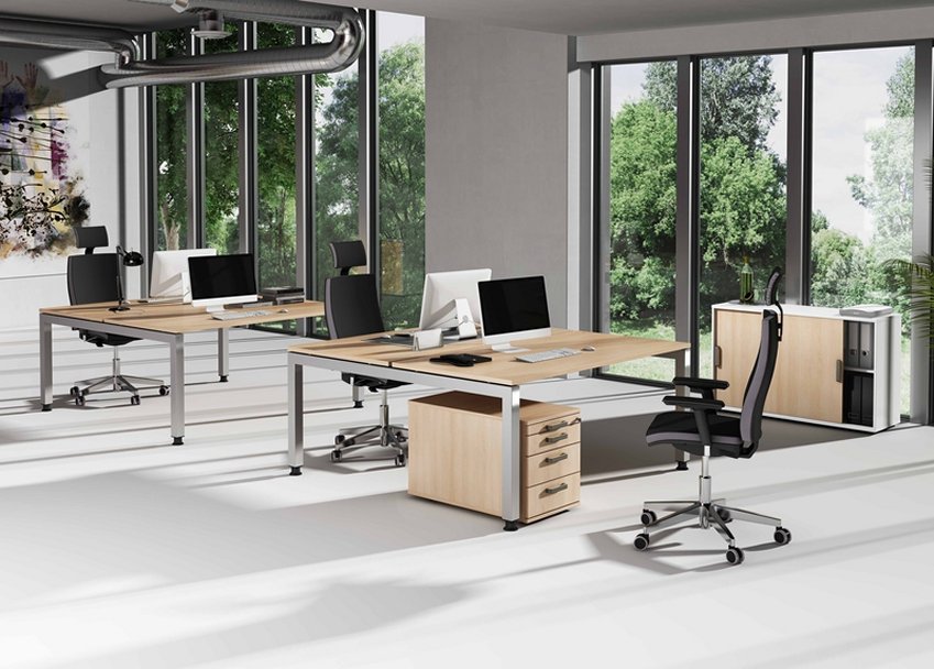 Schreibtisch für 2 Personen Arbeitshöhe 68 bis 76 stufenlos einstellbar