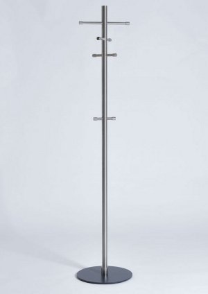 elegante Standgarderobe aus Edelstahl mit runder Stahlplatte in anthrazit