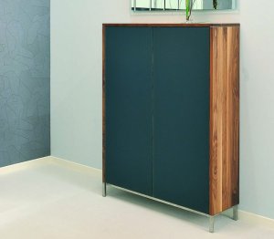 Design-Schuhschrank aus Edelstahl und Glas