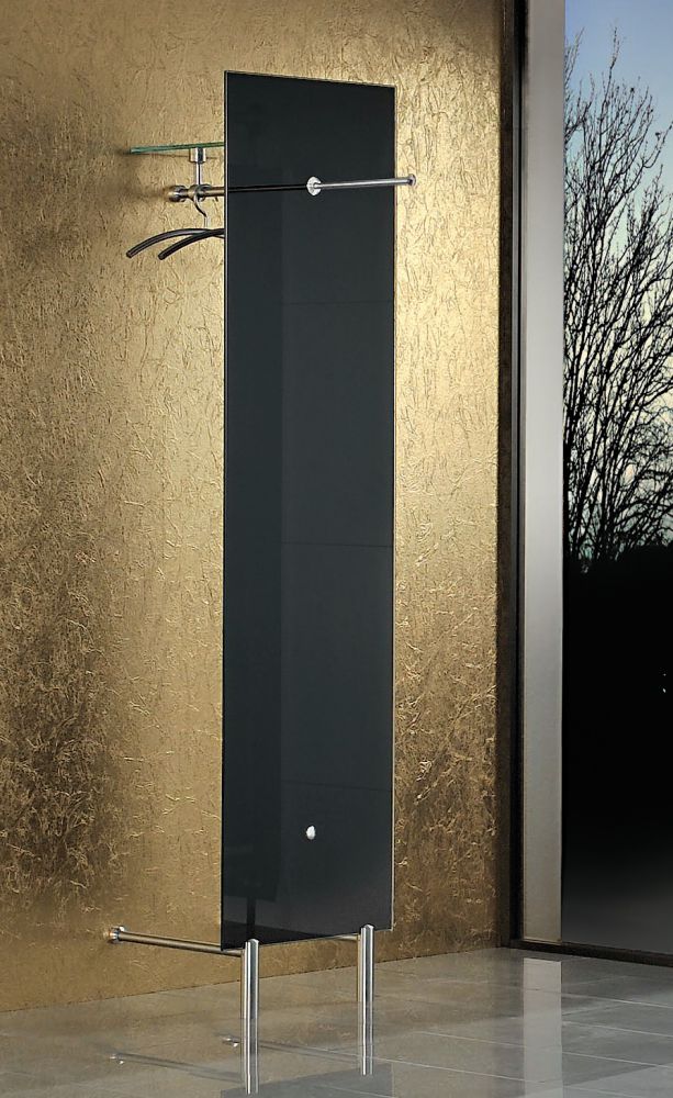 Wartezimmer-Wandgarderobe Glaspaneel anthrazitfarben elegante Wartezimmer-Wandgarderobe mit Glaspaneel anthrazitfarben