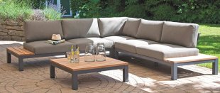 robuste moderne Terrassen-Eckcouch mit abnehmbaren, bequemen Polsterkissen
