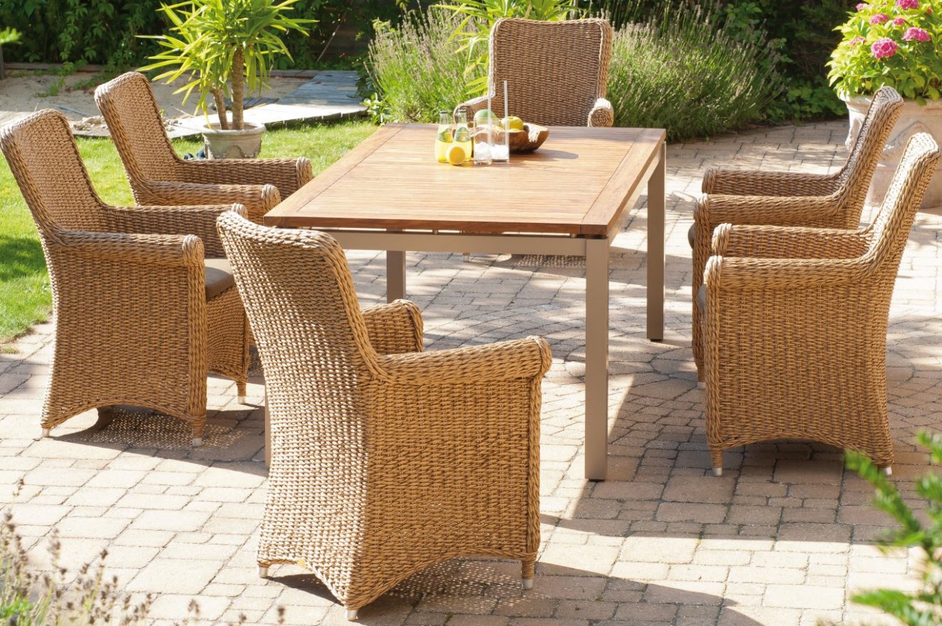 wetterfester Gartentisch Alu-Gestell rostrei Teak-Massivholz-Tischplatten Breite x Tiefe =  160 x 90 cm