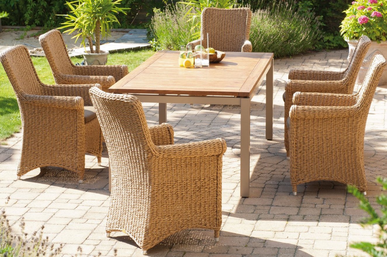 robuster Gartentisch Flex-Table 200: Alu-Tischgestell champagner