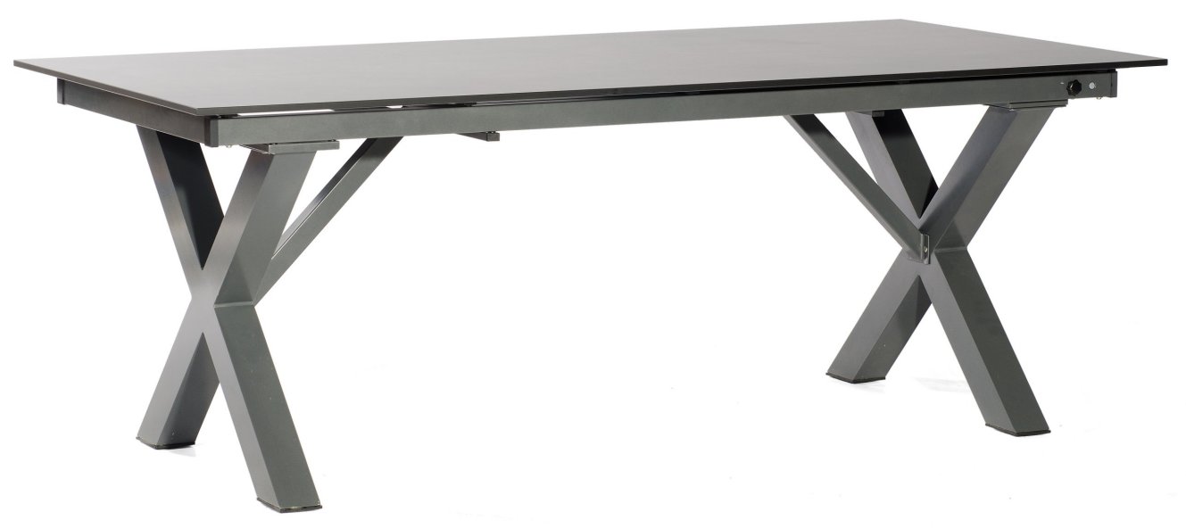 robuster Garten-Ausziehtisch von 160 auf 200 cm ausziehbar HPL-Tischplatte in Betonoptik