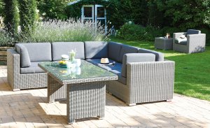 Geflecht-Eckcouch modern bequem und wetterfest