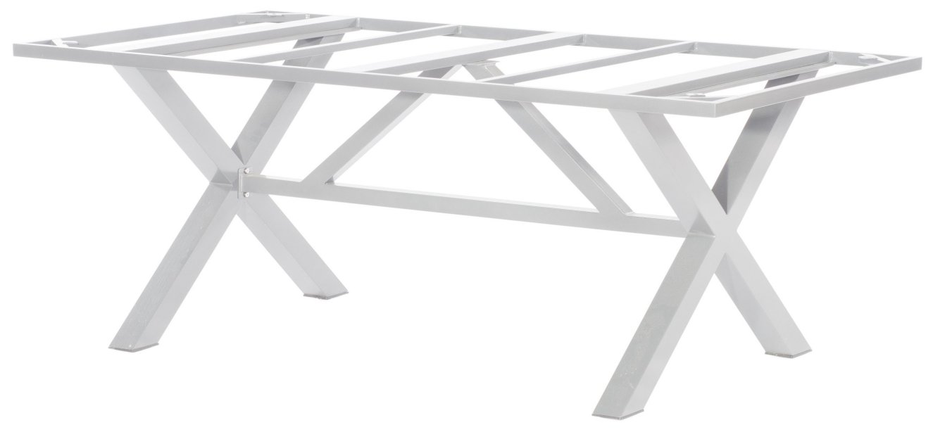besonders stabiler und witterungsbeständiger Gartentisch massives X-Gestell Aluminium rostfrei