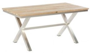 rechteckiger Gartentisch 160 x 90 cm Old Teak-Platte Edelstahlgestell