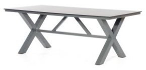 robuster Gartentisch Metallgestell anthrazit HPL-Tischplatte in Vintageoptik