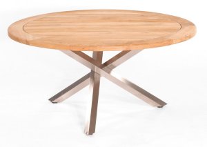 runder Teak-Edelstahl-Gartentisch-handgefertigt