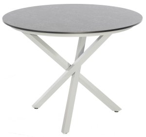runder Gartentisch Aluminium-Tischgestell HPL-Tischplatte Keramik-Optik