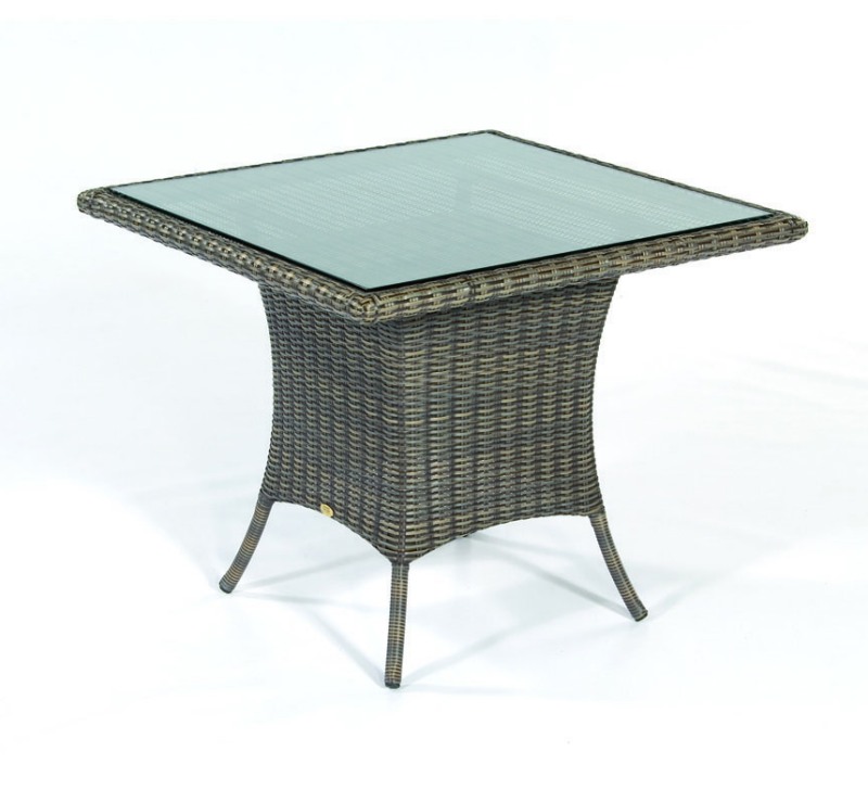 Abbildung: quadratiger Geflechtmöbel-Gartentisch (Breite x Tiefe = 90