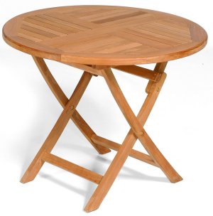 Teakholz mit runder Holztischplatte
