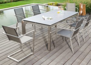 Terrassentisch mit Edelstahl-Tischgestell