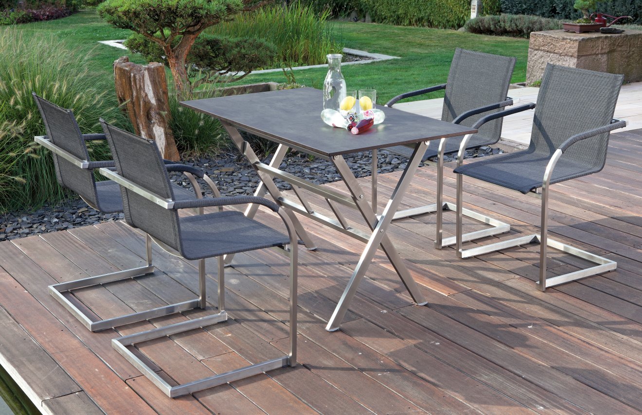 witterungsbeständiger Edelstahl-Garten-Klapptisch