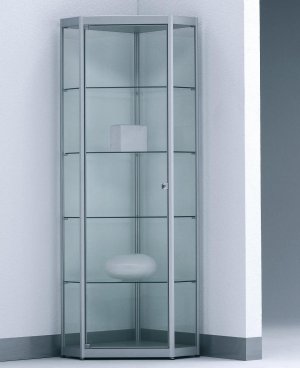 Fünfeck-Vitrine Spiegelrückwand