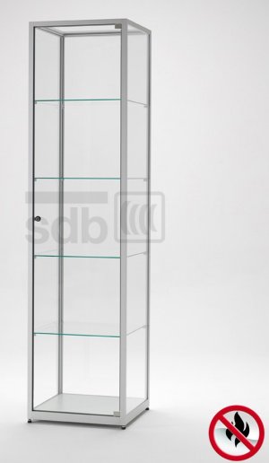 schwer entfammbare Brandschutz-Standvitrine 50 x 50 x 198 cm