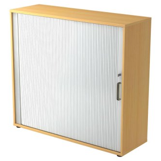 abschließbarer Rollladenschrank silber