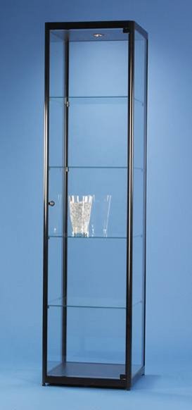 schwarze Säulenvitrine 50 x 50 x 200 cm