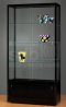schwarze Vitrine mit abschließbarem Unterschrank