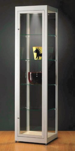 staubdichte Säulenvitrine mit Deckenbeleuchtung