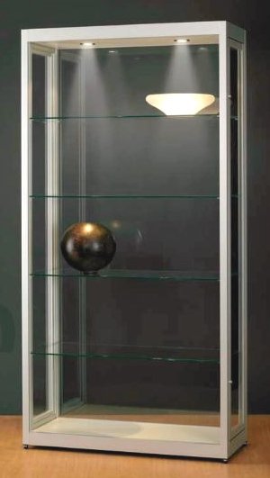 staubdichte Säulenvitrine mit Deckenbeleuchtung