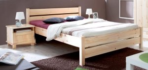 preiswertes und stabiles Doppelbett aus Massiv-Kiefer natur