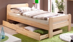 Kiefernholz-Einzelbett mit Bettkasten