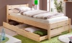rustikales Holzrahmen-Einzelbett aus Kiefer massiv