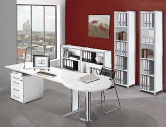 moderne B&uuml;roausstattung in Hochglanz wei&szlig;