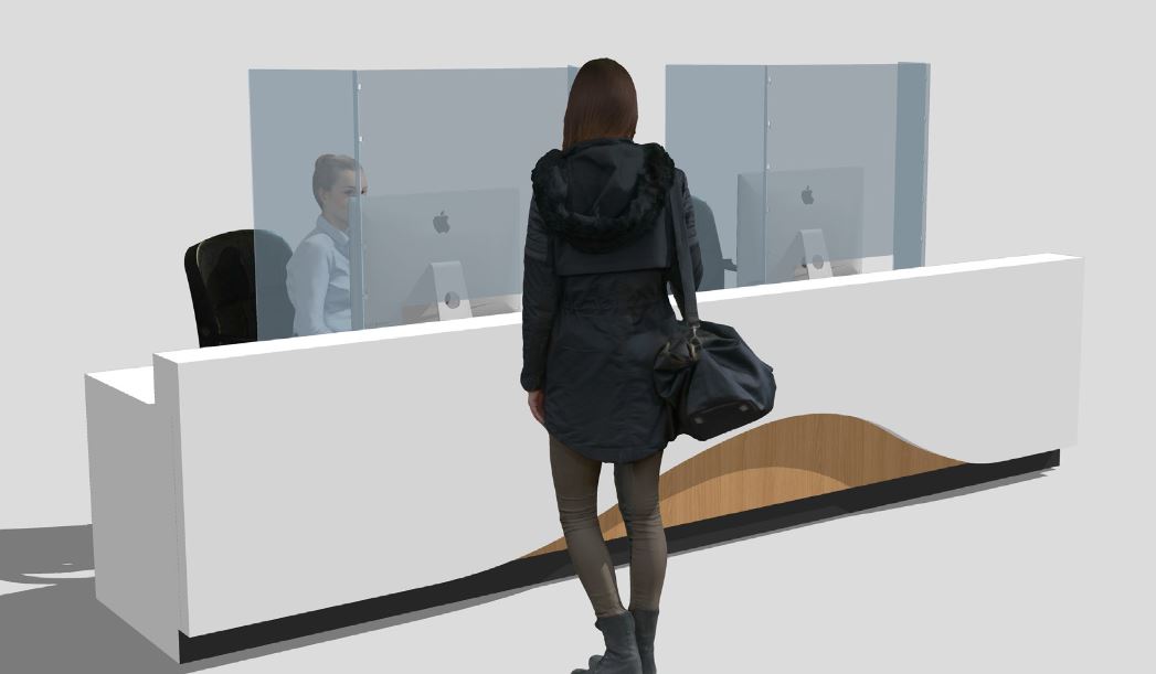 mobile Infektions-Spucksutzscheibe aus Acrylglas für Empfangsbereich