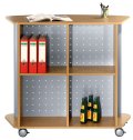 Messetheke und Empfangstheke aus Metall und Holz